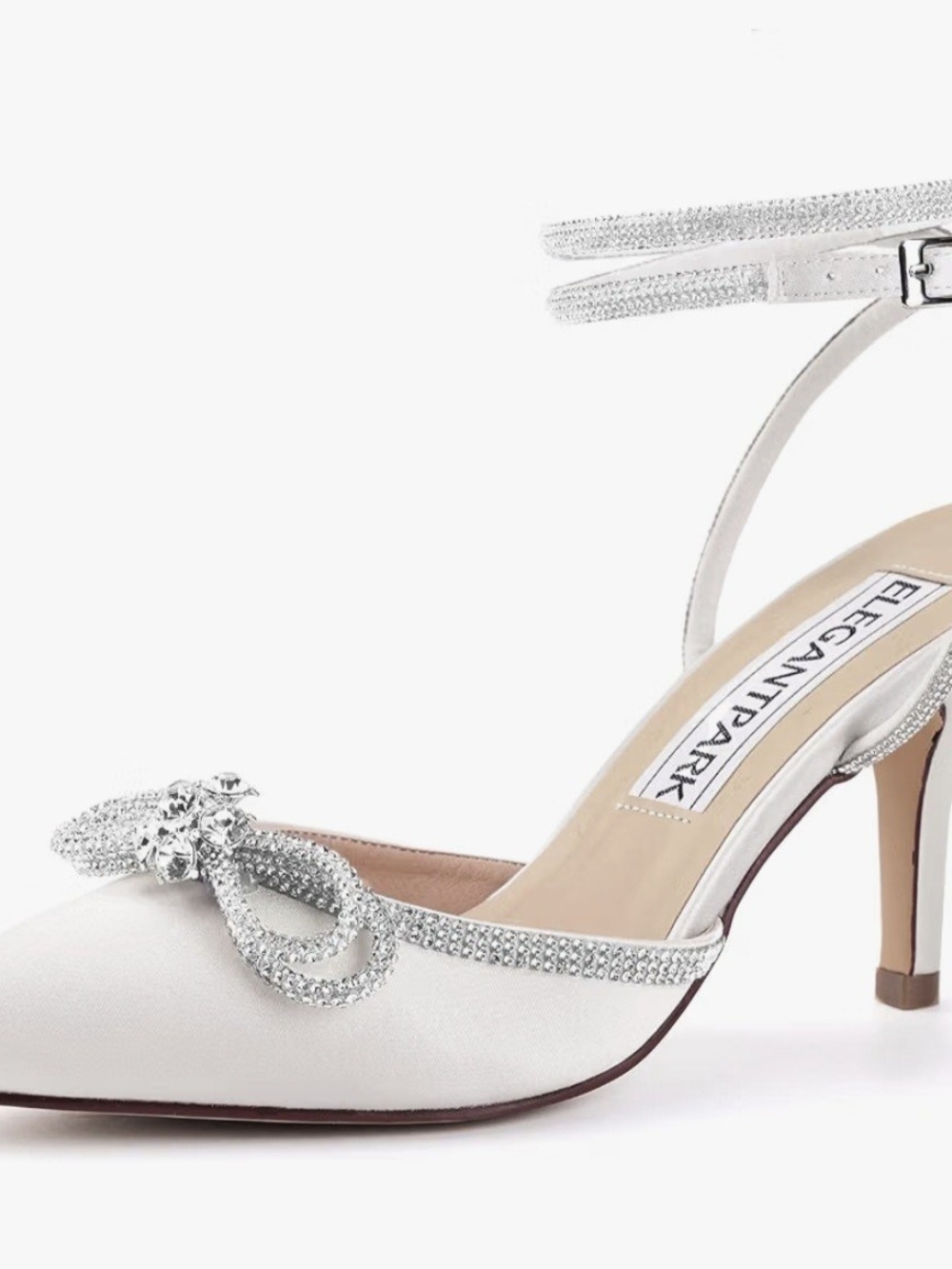 Elegantly Embellished Silver Ankle-Strap Women’s Heel